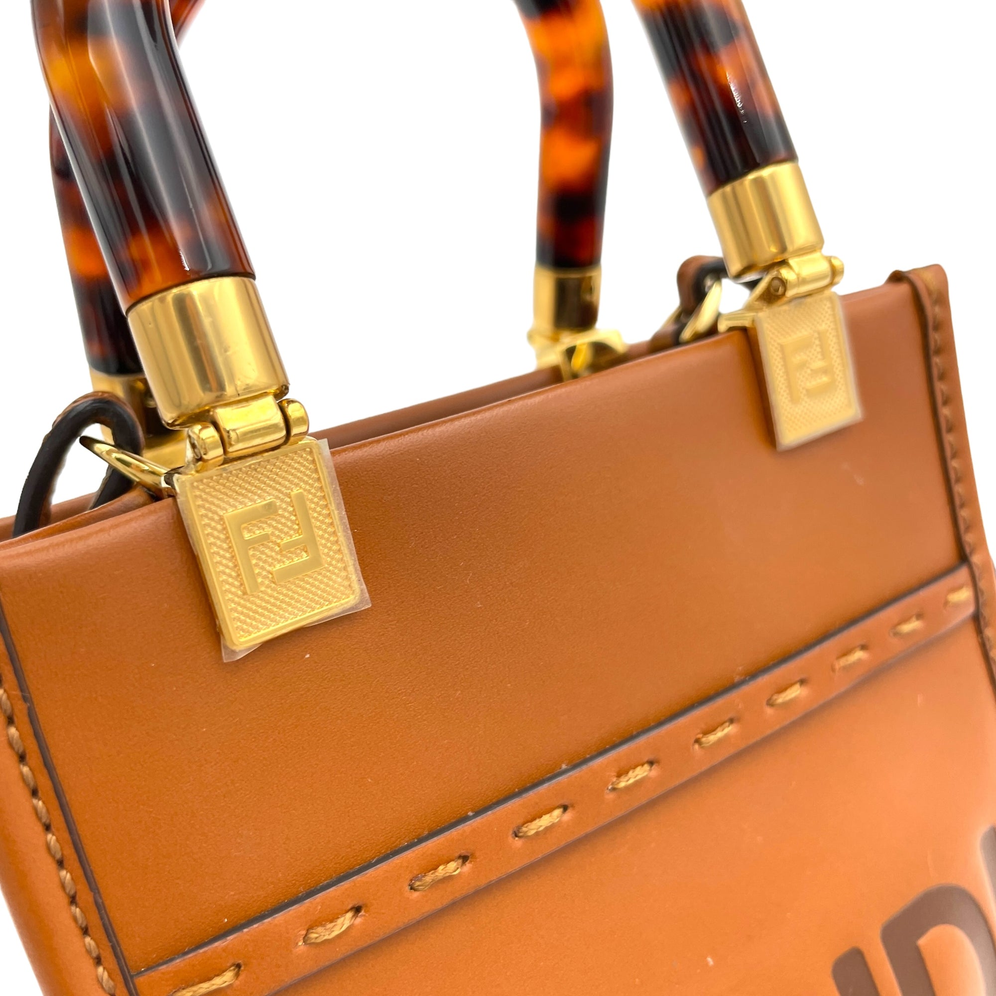 Sunshine Shopper Mini Brown Top Handle Bag in Calfskin, Gold hardware - Image 7