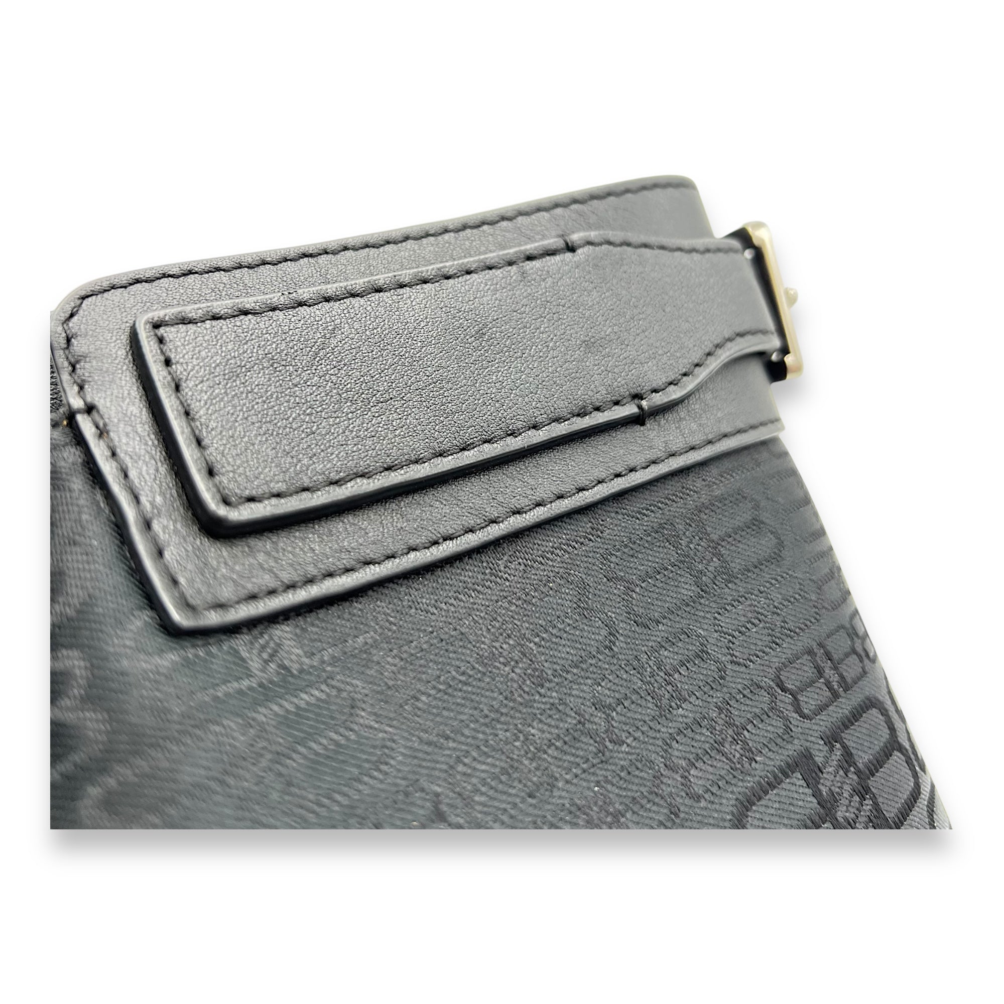 Logo Monogram Black Top Handle Bag in Canvas, Silver hardware - Image 9