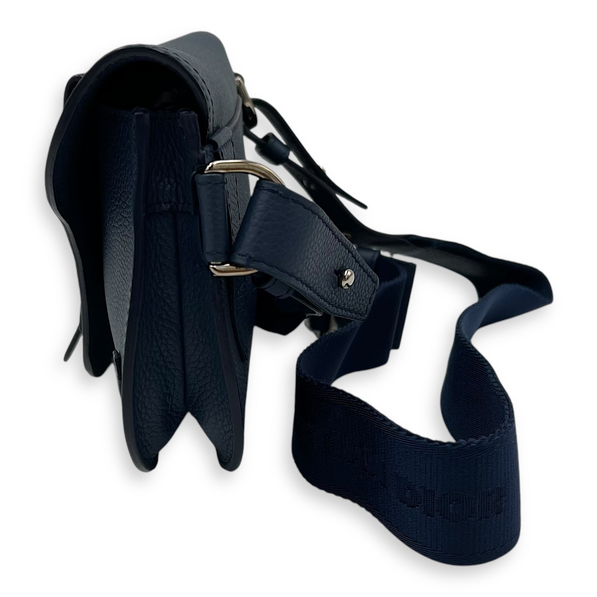 Saddle Crossbody Bag Blue in Calfskin, Silver hardware - Image 5