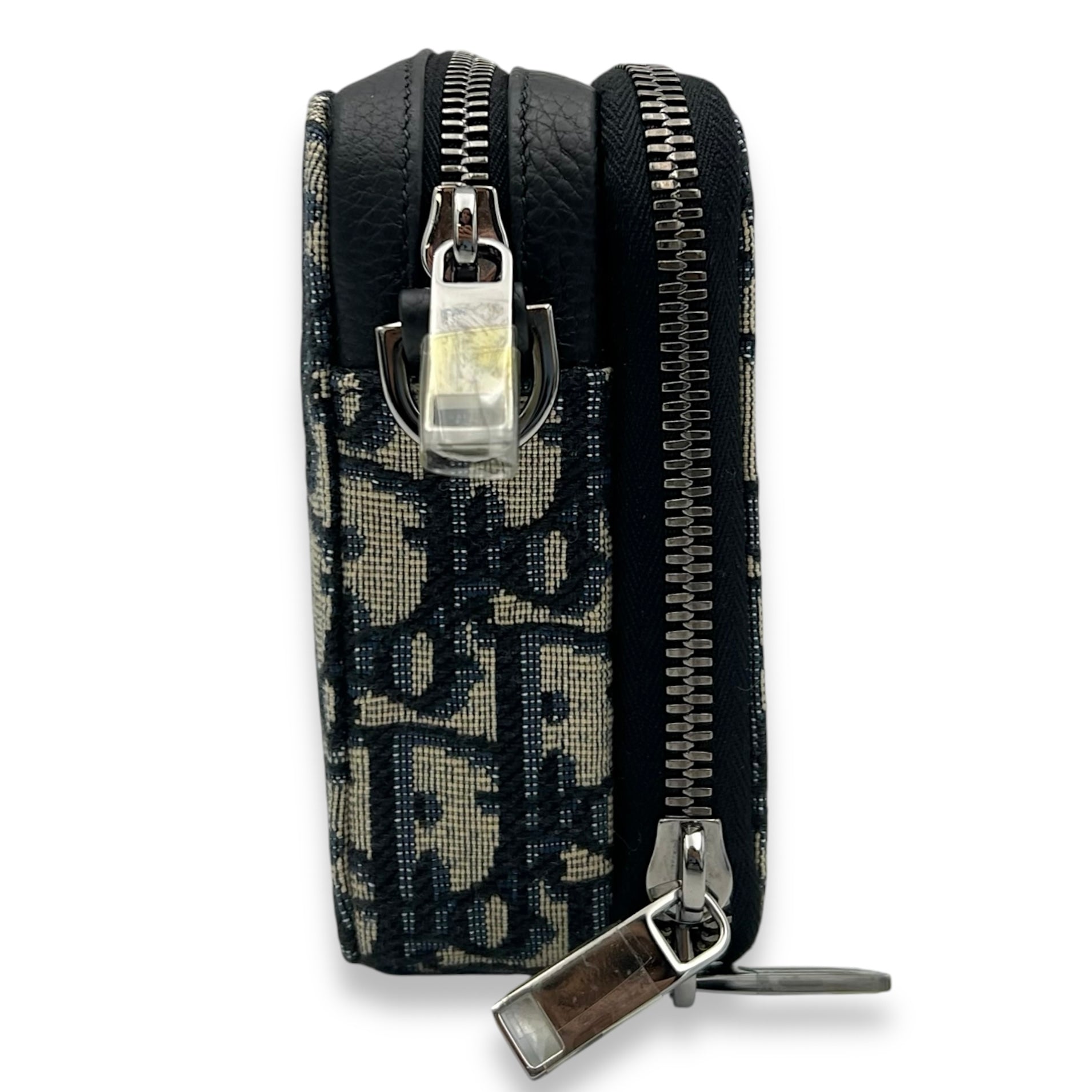 Zipped Pouch Oblique Blue Crossbody Bag in Jacquard, Silver hardware - Image 4