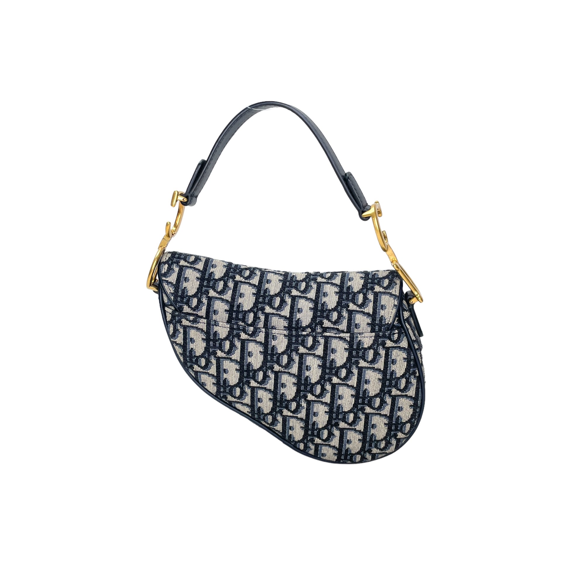 Saddle Mini Blue Top Handle Bag in Jacquard, Gold hardware - Image 3