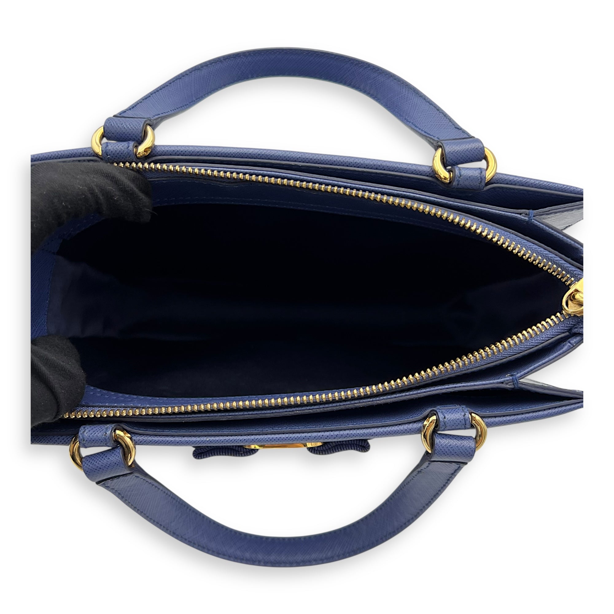 Tracy Crossbody Bag Small Blue in Saffiano Leather, Gold hardware - Image 7