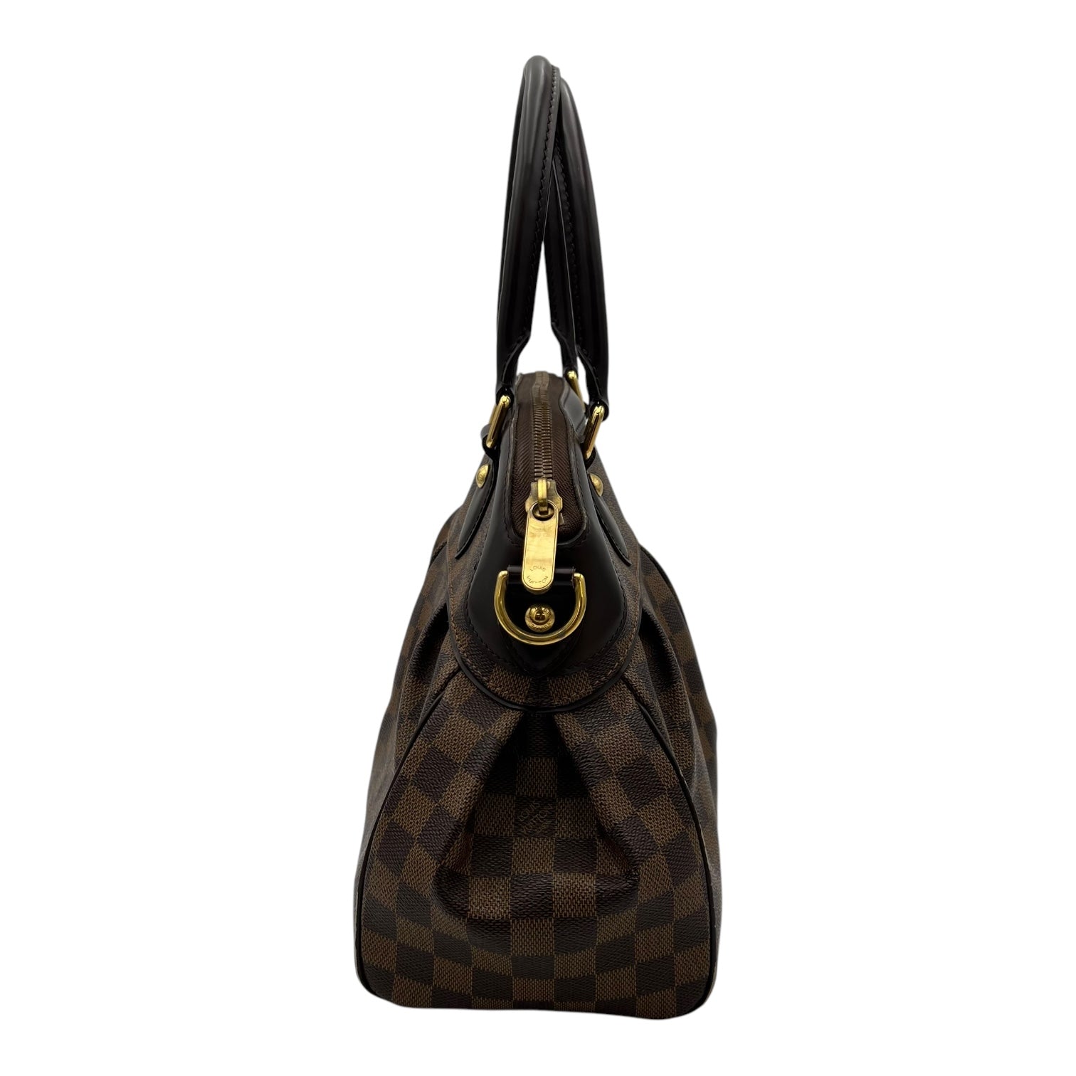 Trevi PM Damier Ebene Top Handle Bag in Coated Canvas, Gold hardware - Image 4