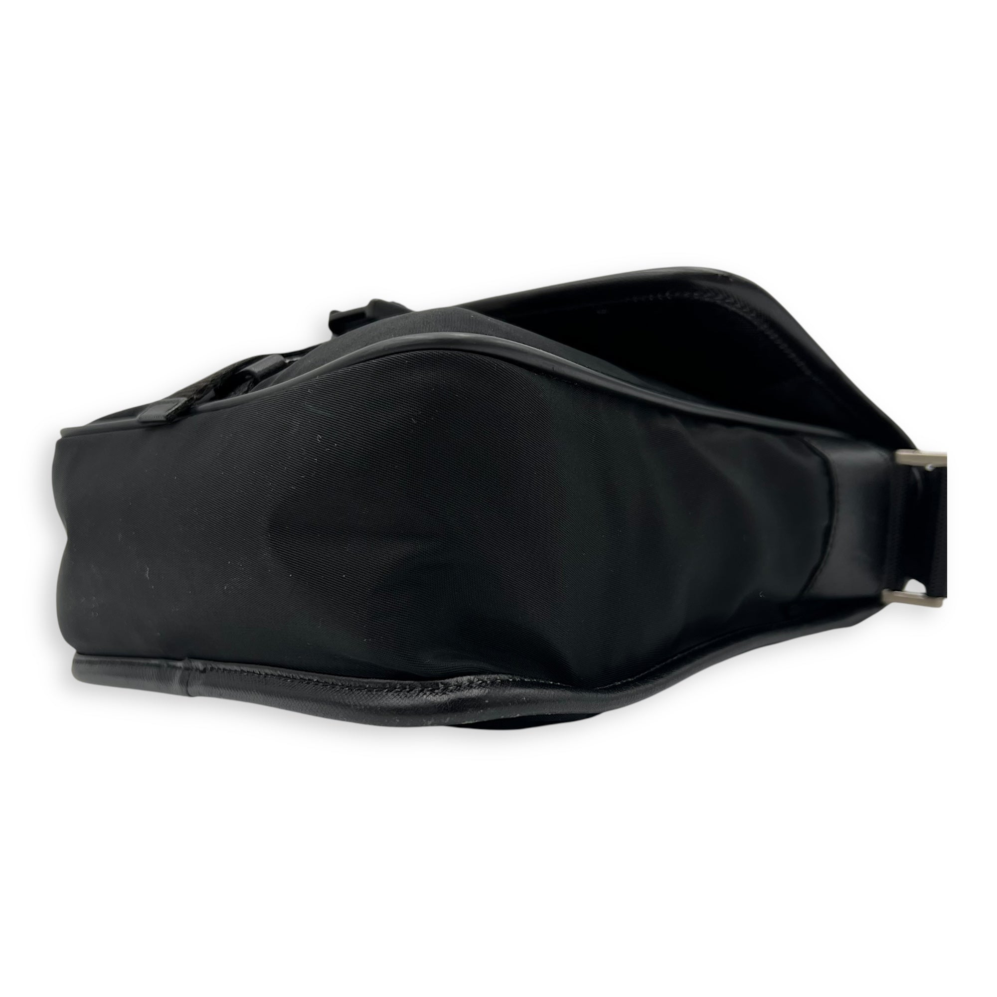 Logo Messenger Black in Nylon, Silver hardware - Image 14