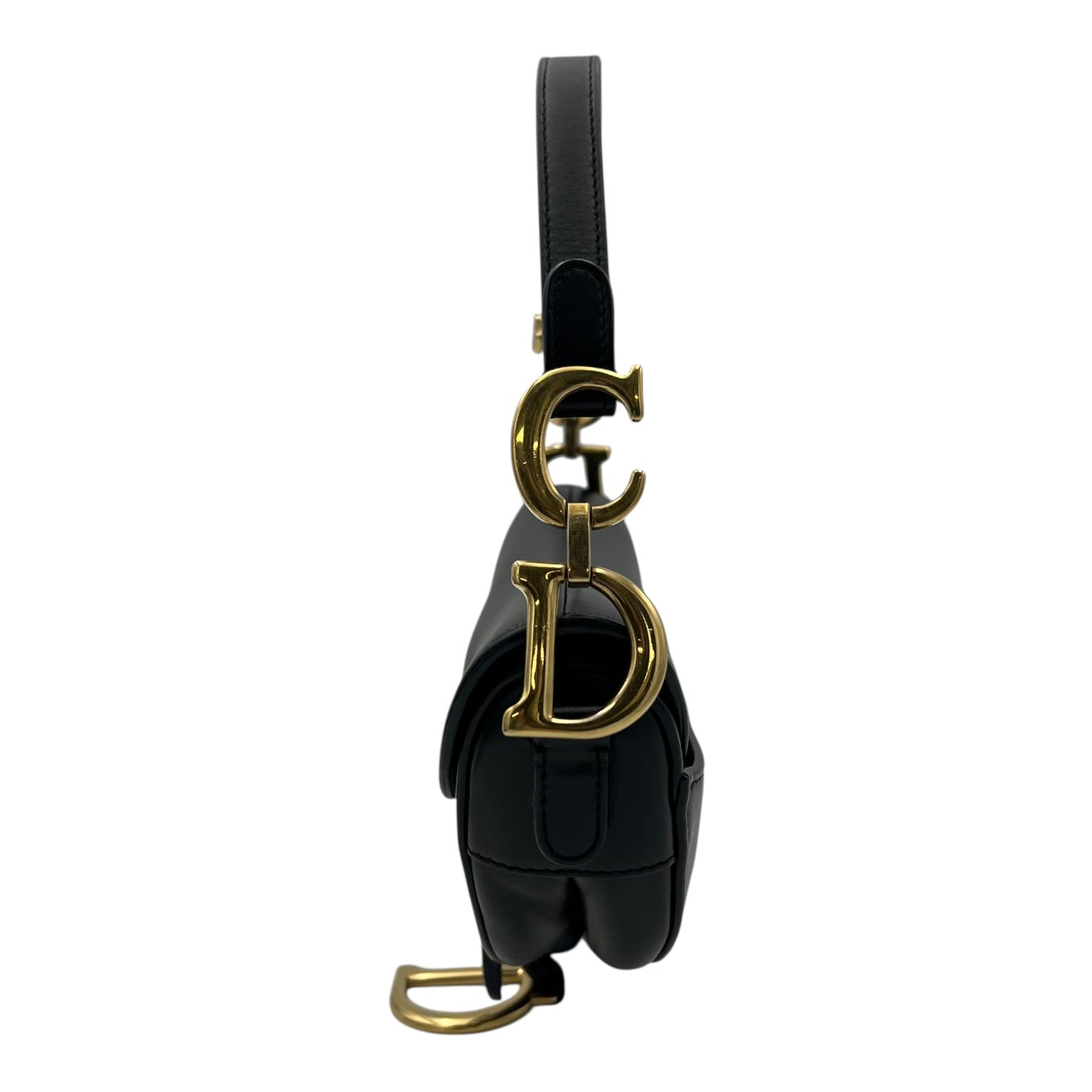 Saddle Shoulder Bag Mini Black in Calfskin, Gold hardware - Image 5