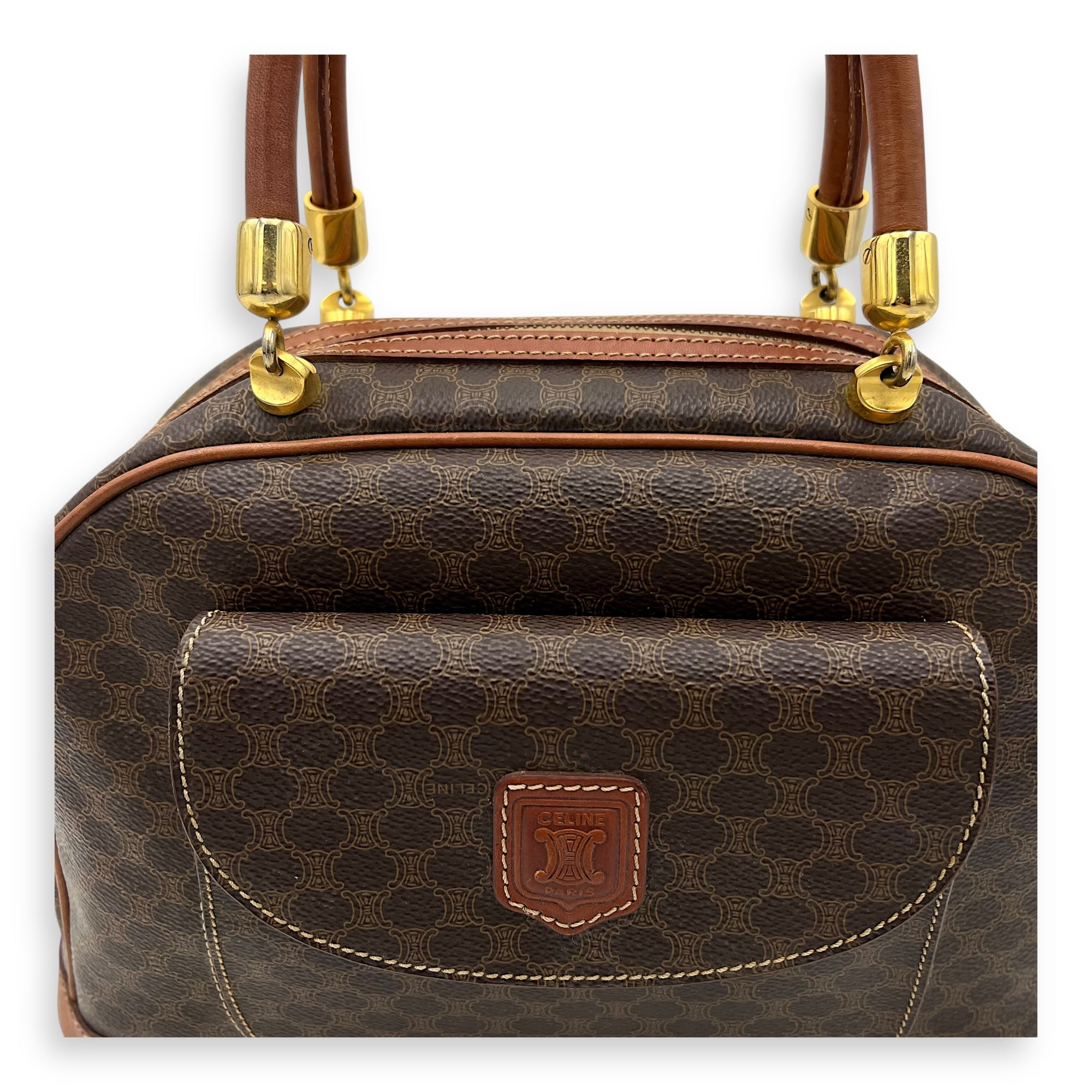 Macadam Top Handle Bag Brown in Coated Canvas, Gold hardware - Image 8