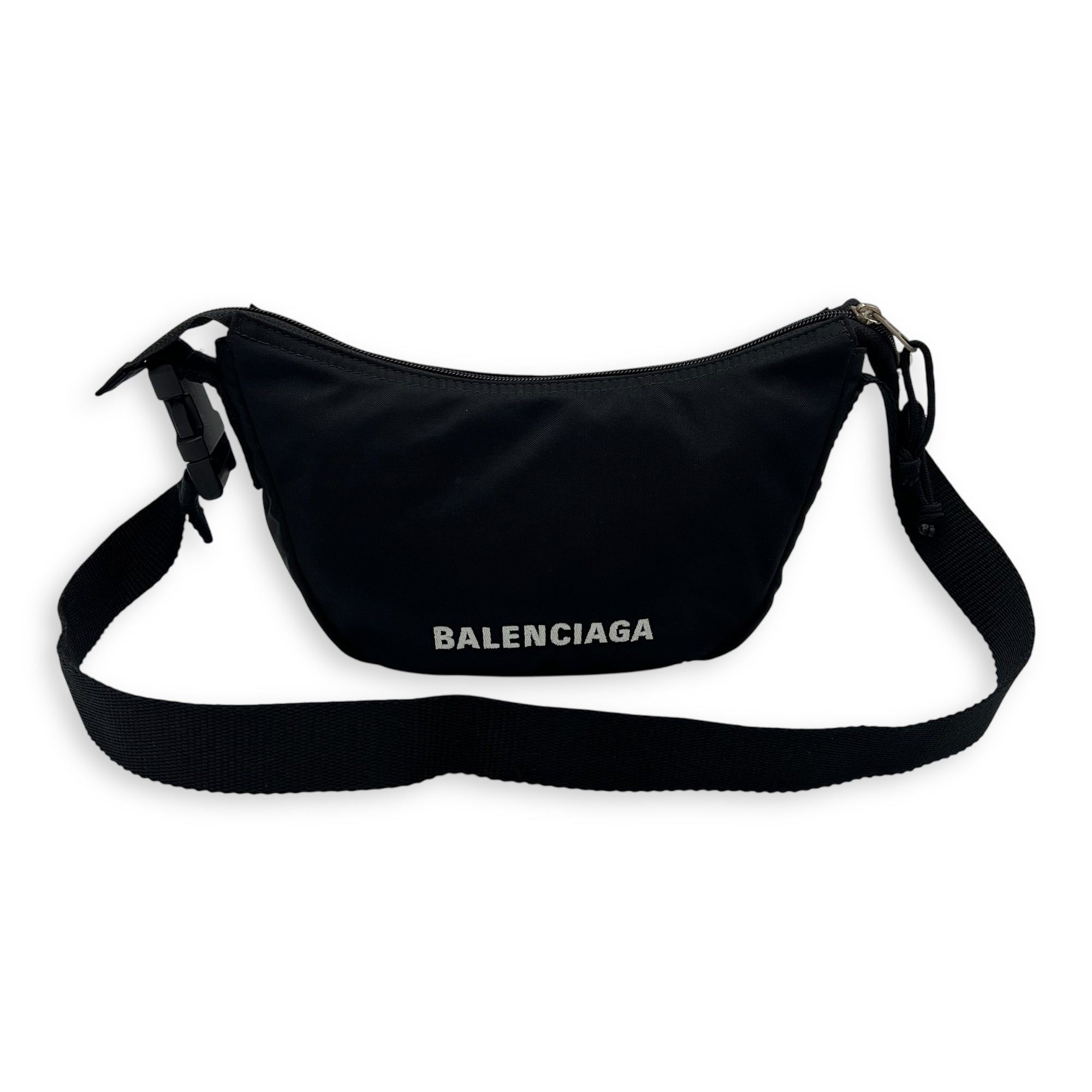 Logo Shoulder Bag Black in Canvas, Silver hardware - Image 11