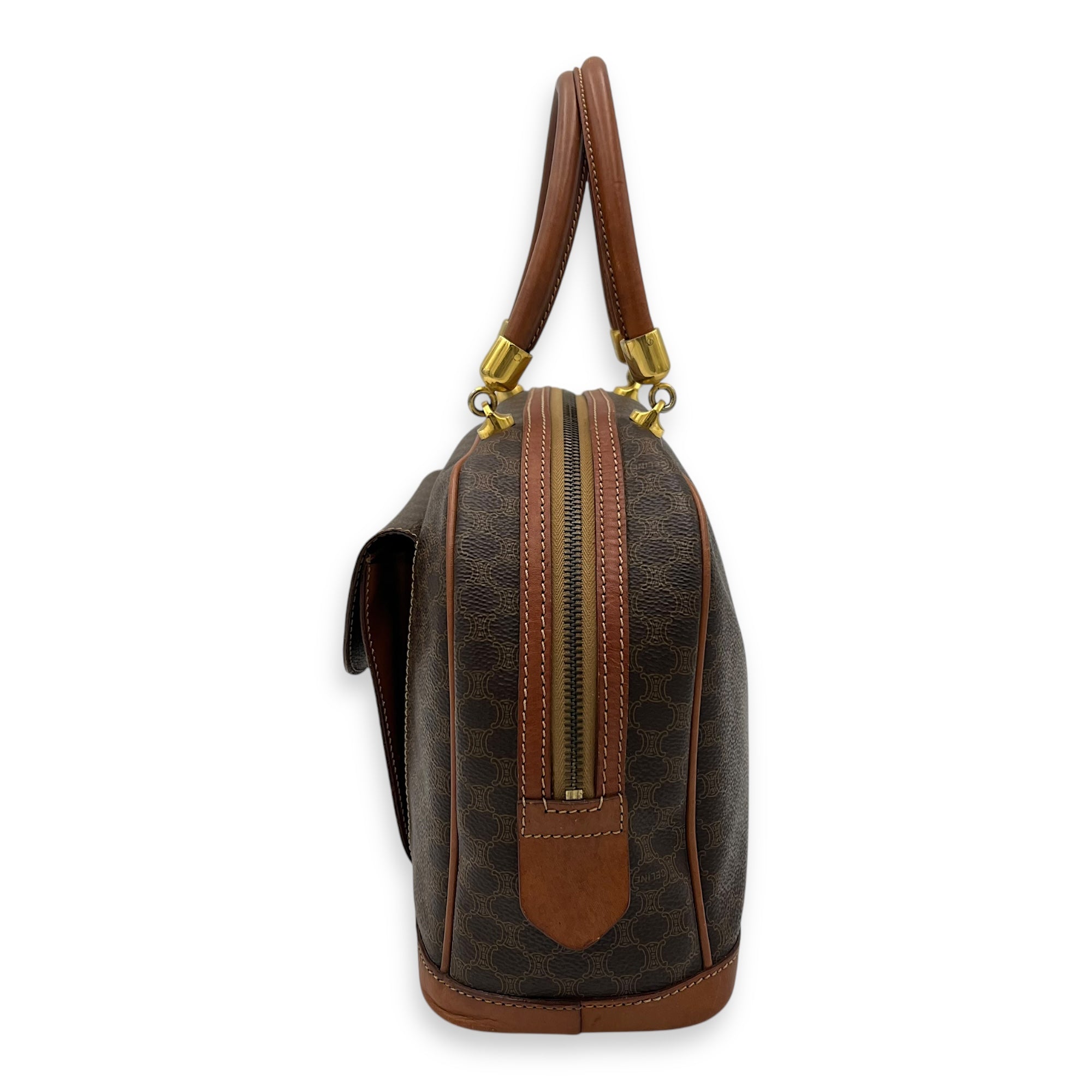 Macadam Top Handle Bag Brown in Coated Canvas, Gold hardware - Image 5