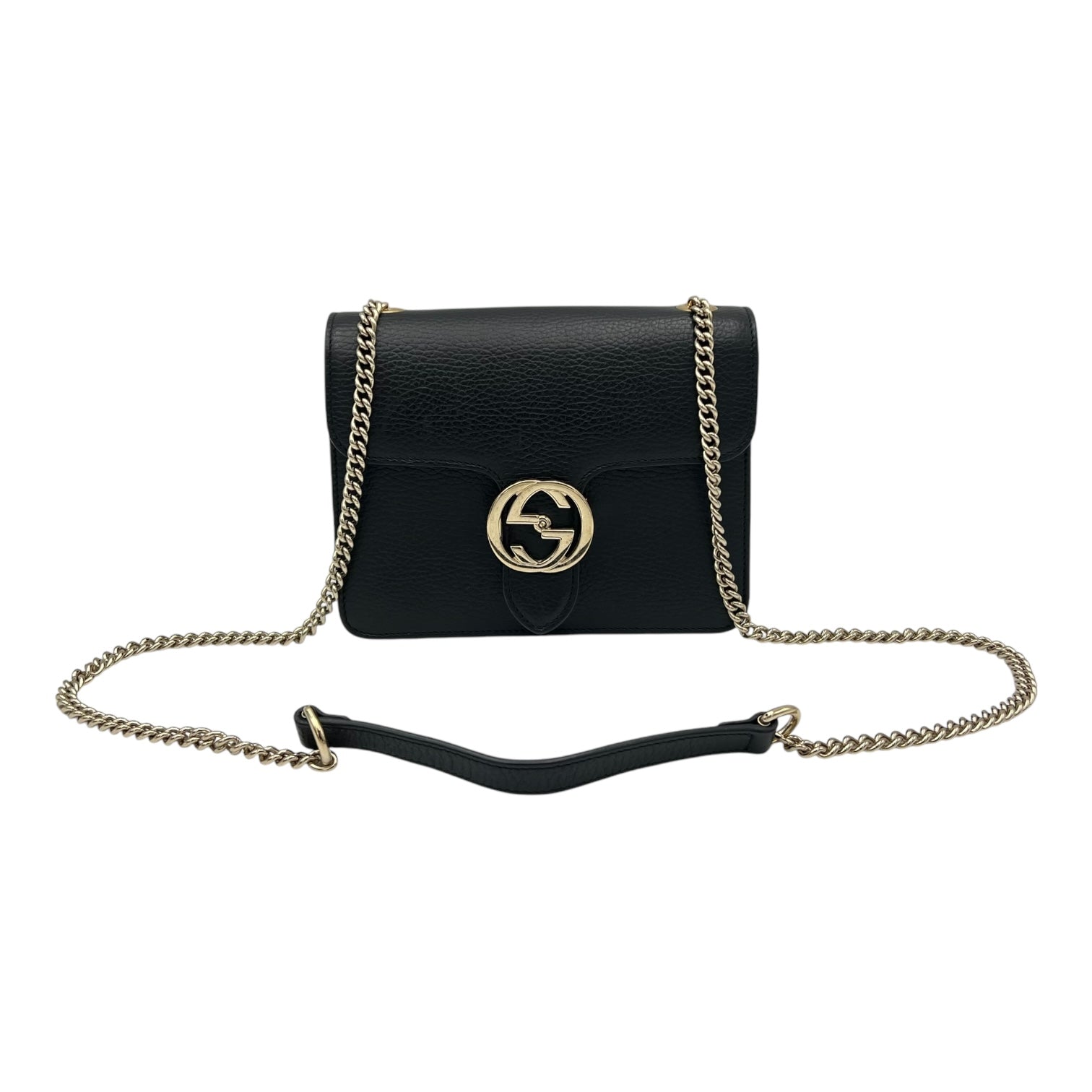 Interlocking G Crossbody Bag Black in Calfskin, Gold hardware - Image 9