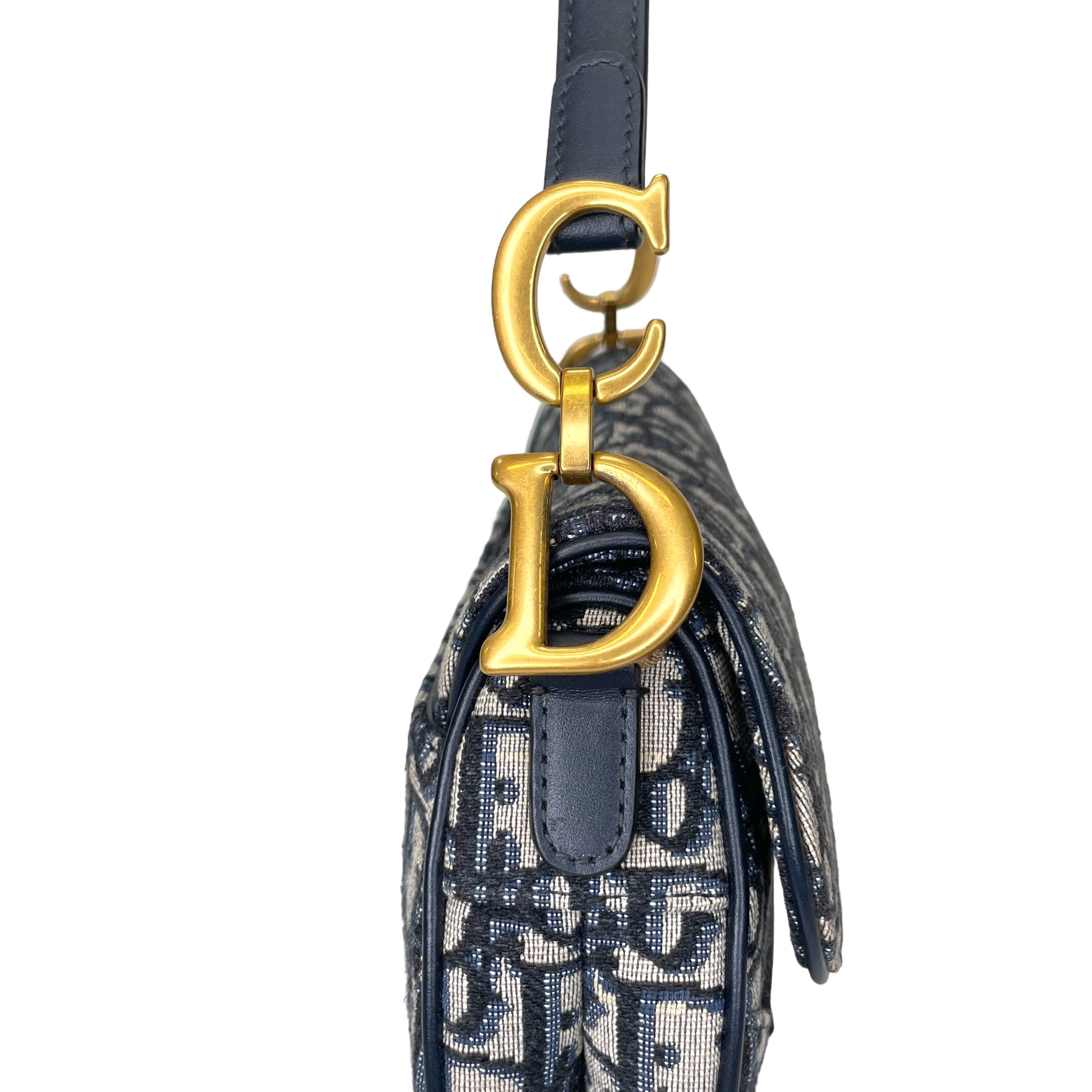 Saddle Mini Blue Top Handle Bag in Jacquard, Gold hardware - Image 9