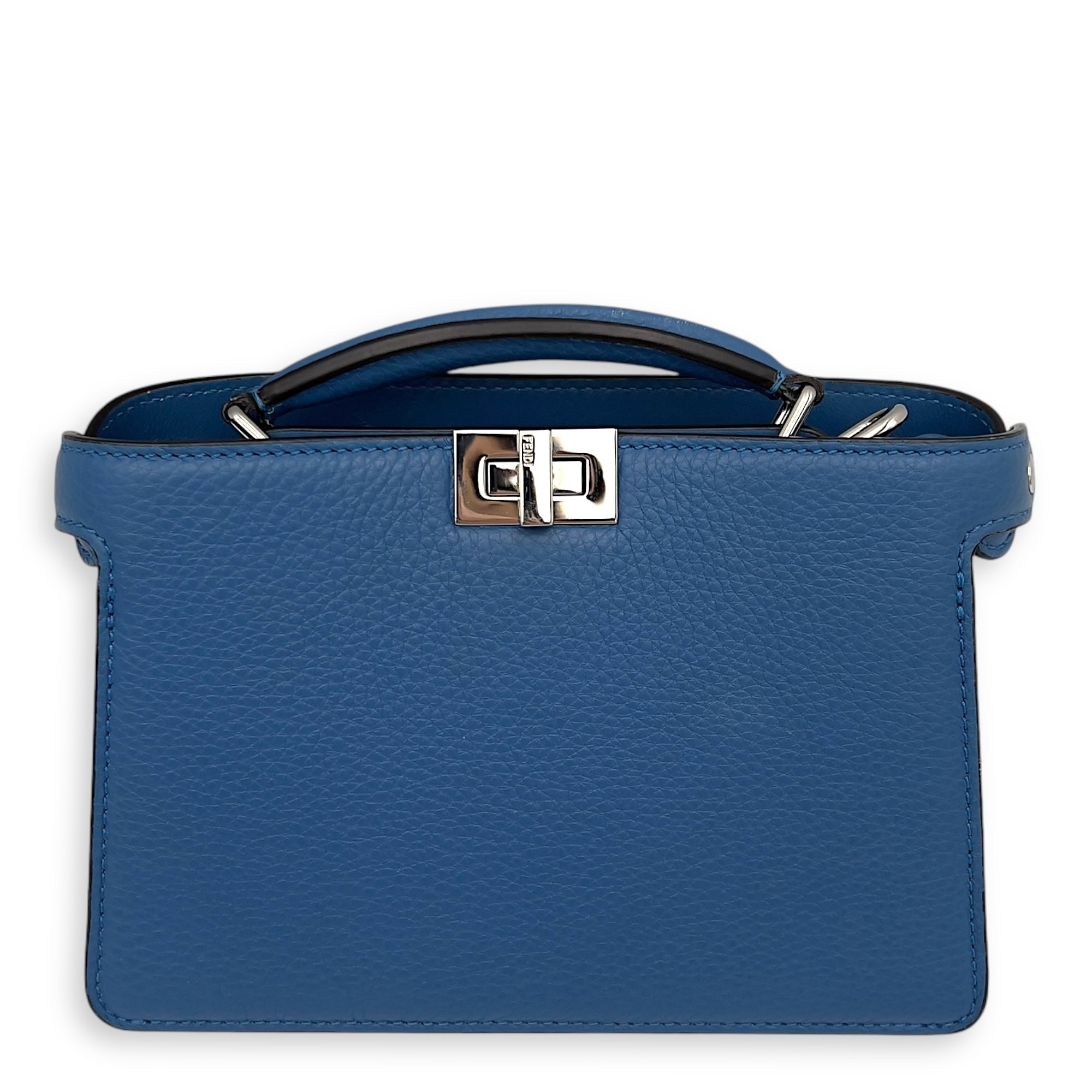 ISeeU Petite Blue Top Handle Bag in Calfskin, Silver hardware - Image 13