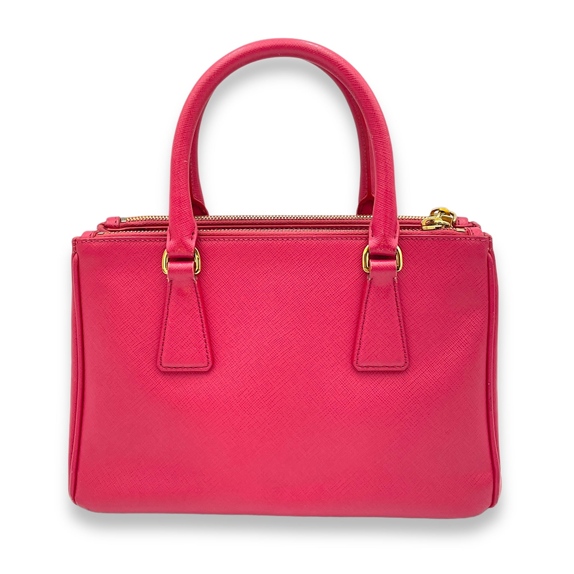 Galleria Small Pink Top Handle Bag in Saffiano Leather, Gold hardware - Image 3