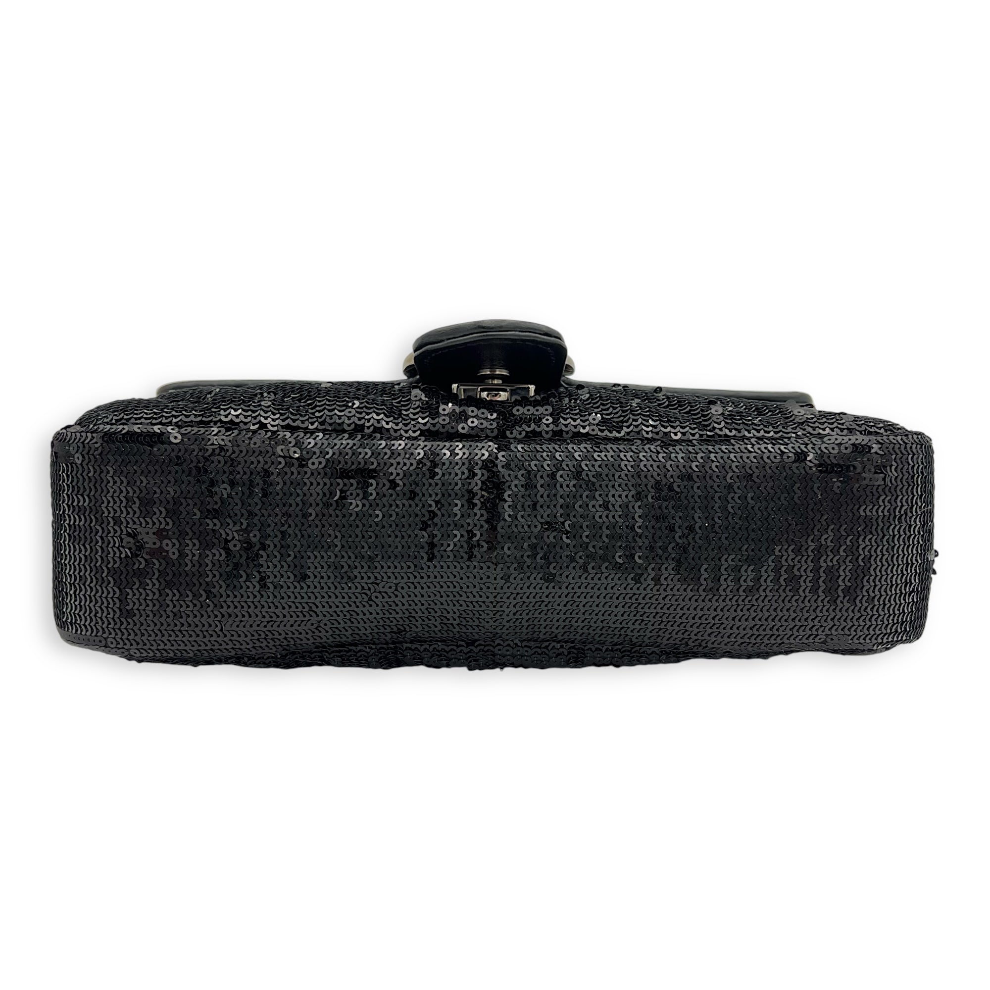 GG Marmont Shoulder Bag Black in Sequins, Silver hardware - Image 6