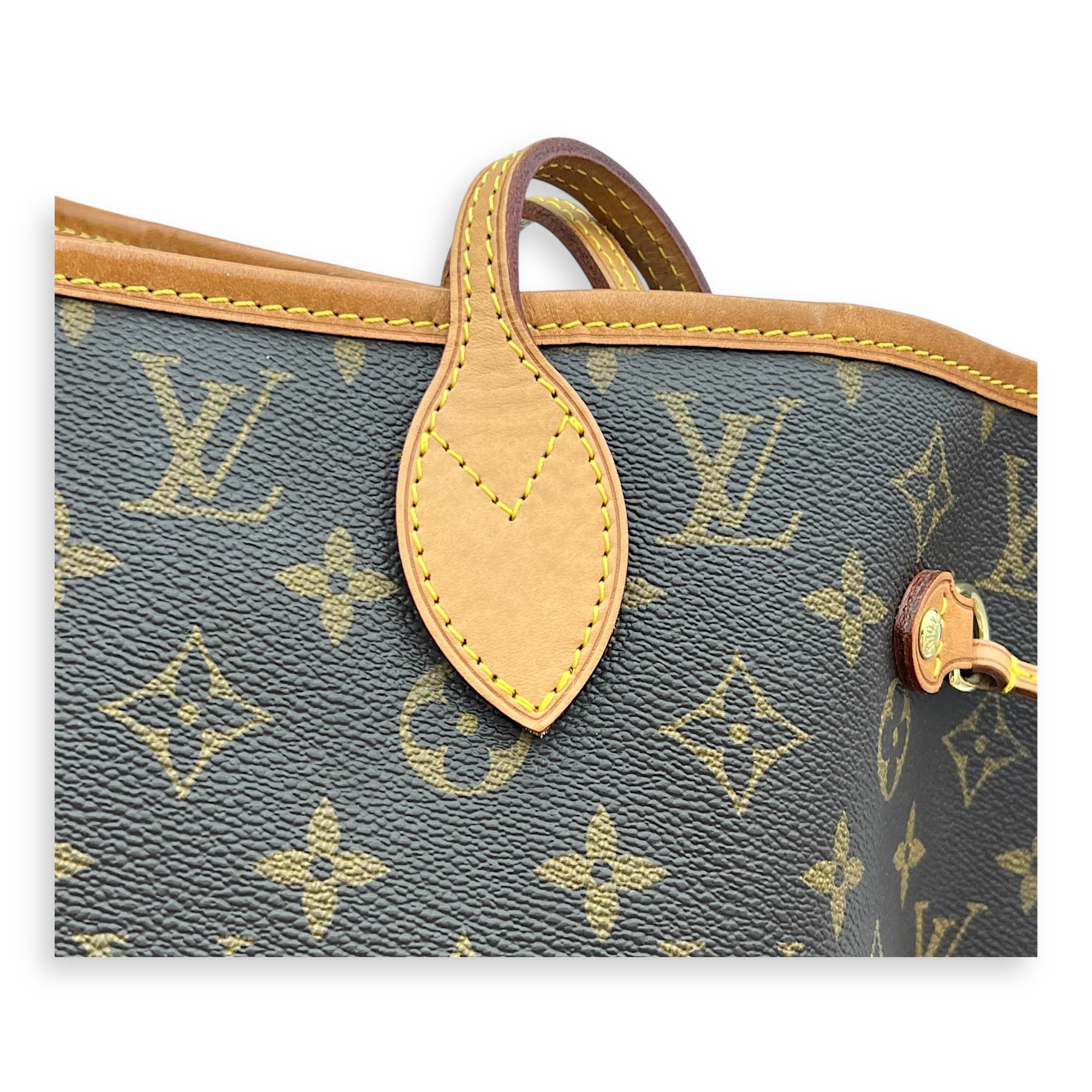 Neverfull MM Brown Tote Bag in Monogram Coated Canvas, Gold hardware - Image 6