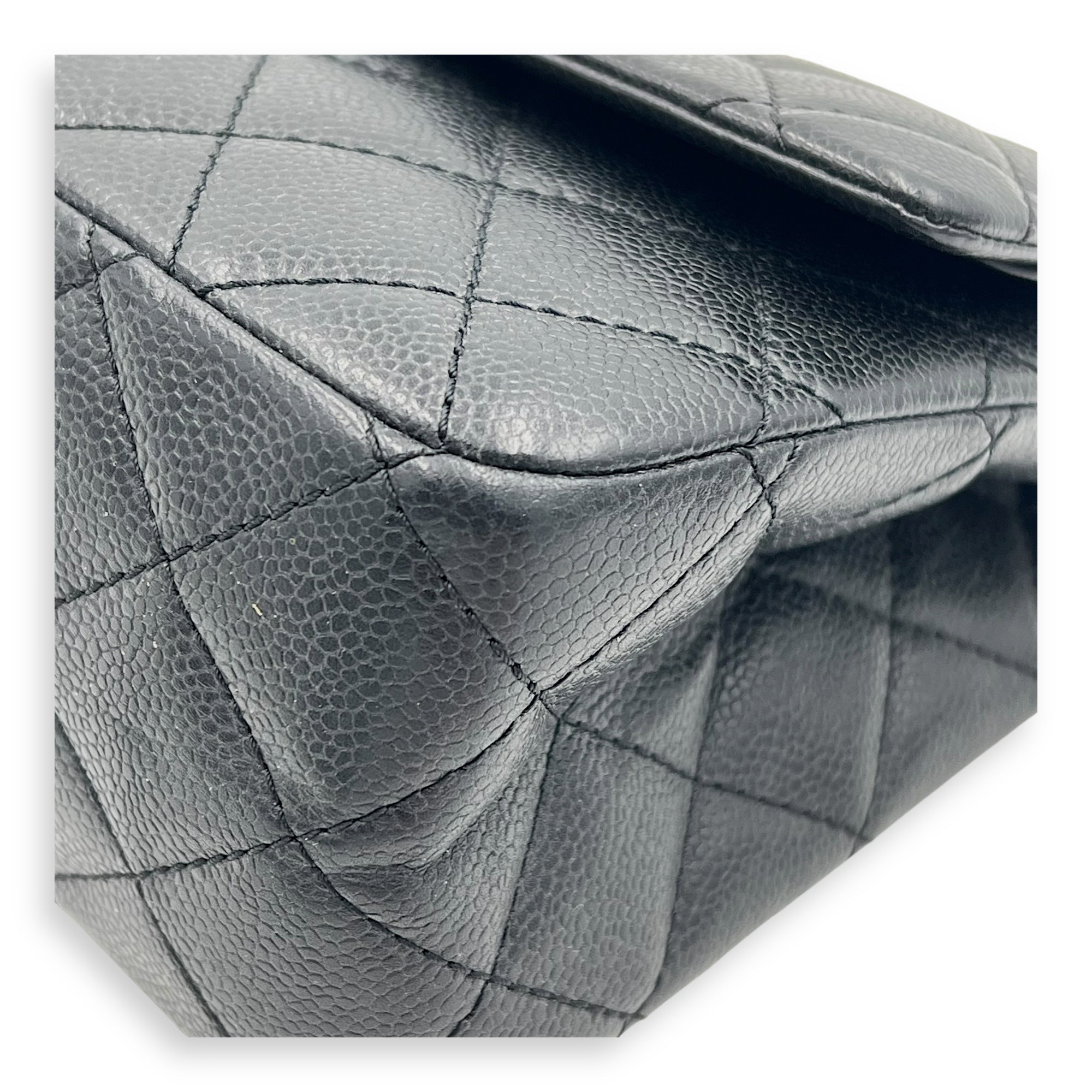 2.55 Shoulder Bag Black in Caviar Leather, Gold hardware - Image 10