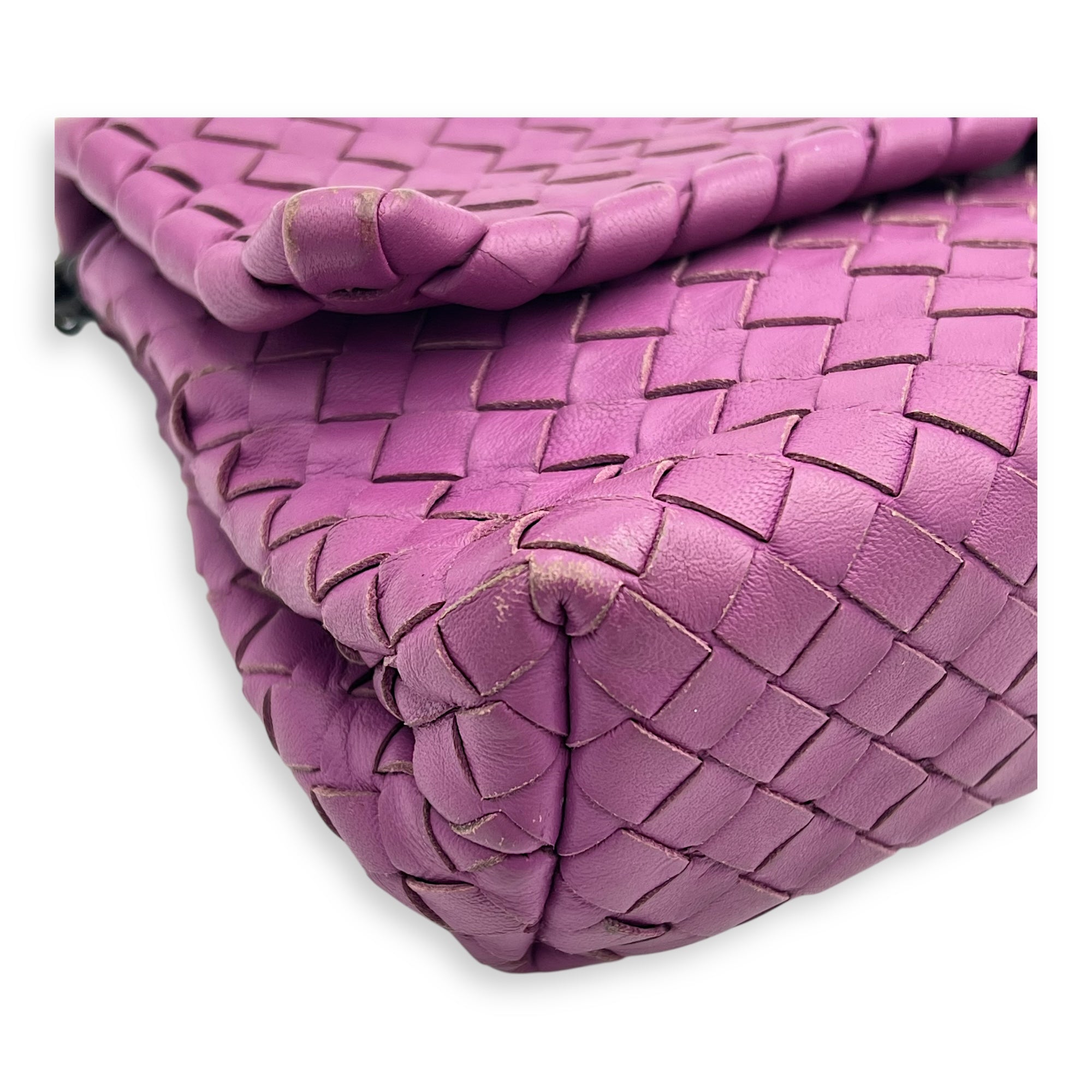 Intrecciato Shoulder Bag Purple in Lambskin, Ruthenium hardware - Image 8