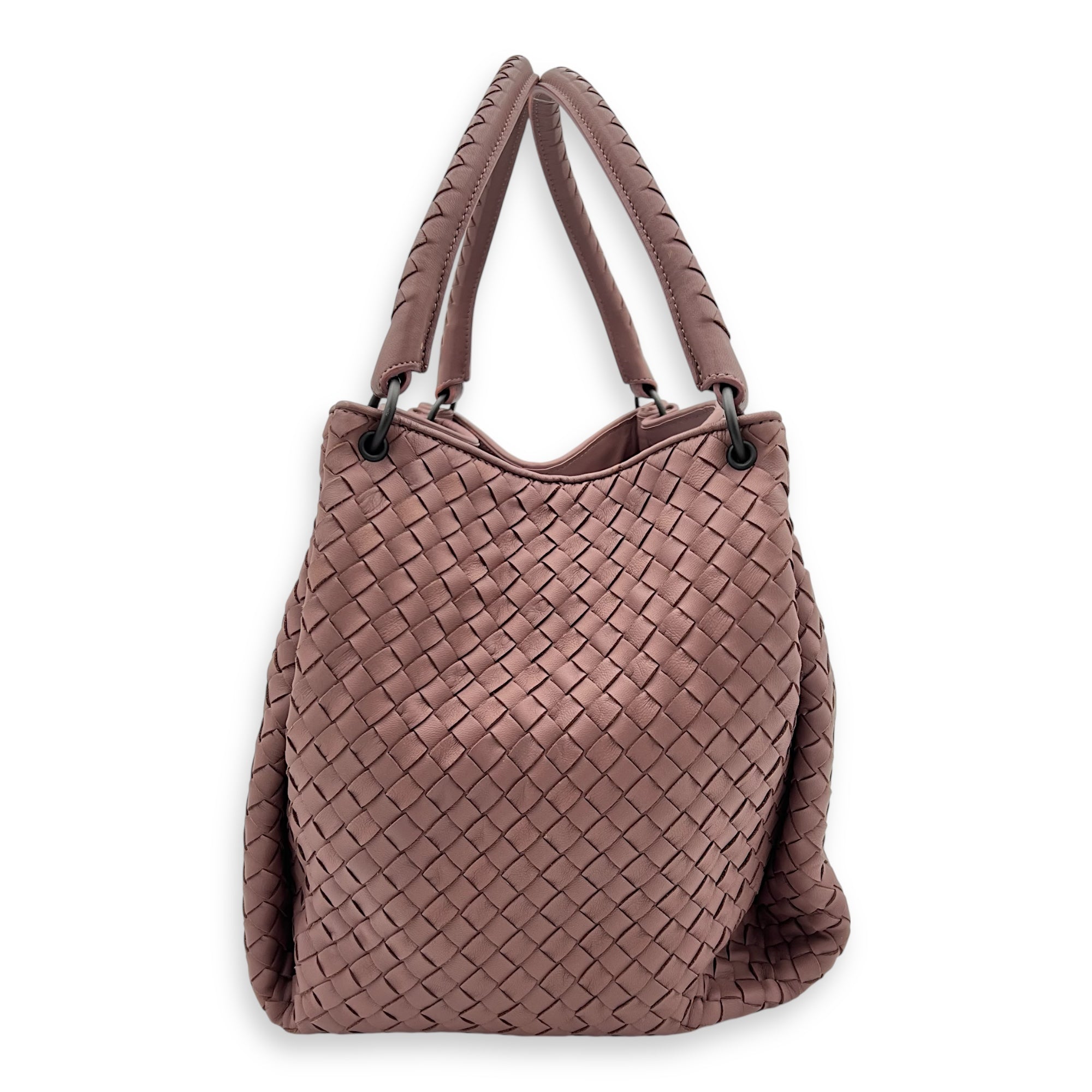 Intrecciato Shoulder Bag Pink in Calfskin, Ruthenium hardware - Image 5