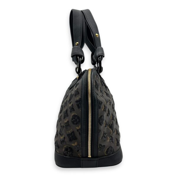 Alma Top Handle Bag Brown in Leather and sequins, Gold hardware - Image 5