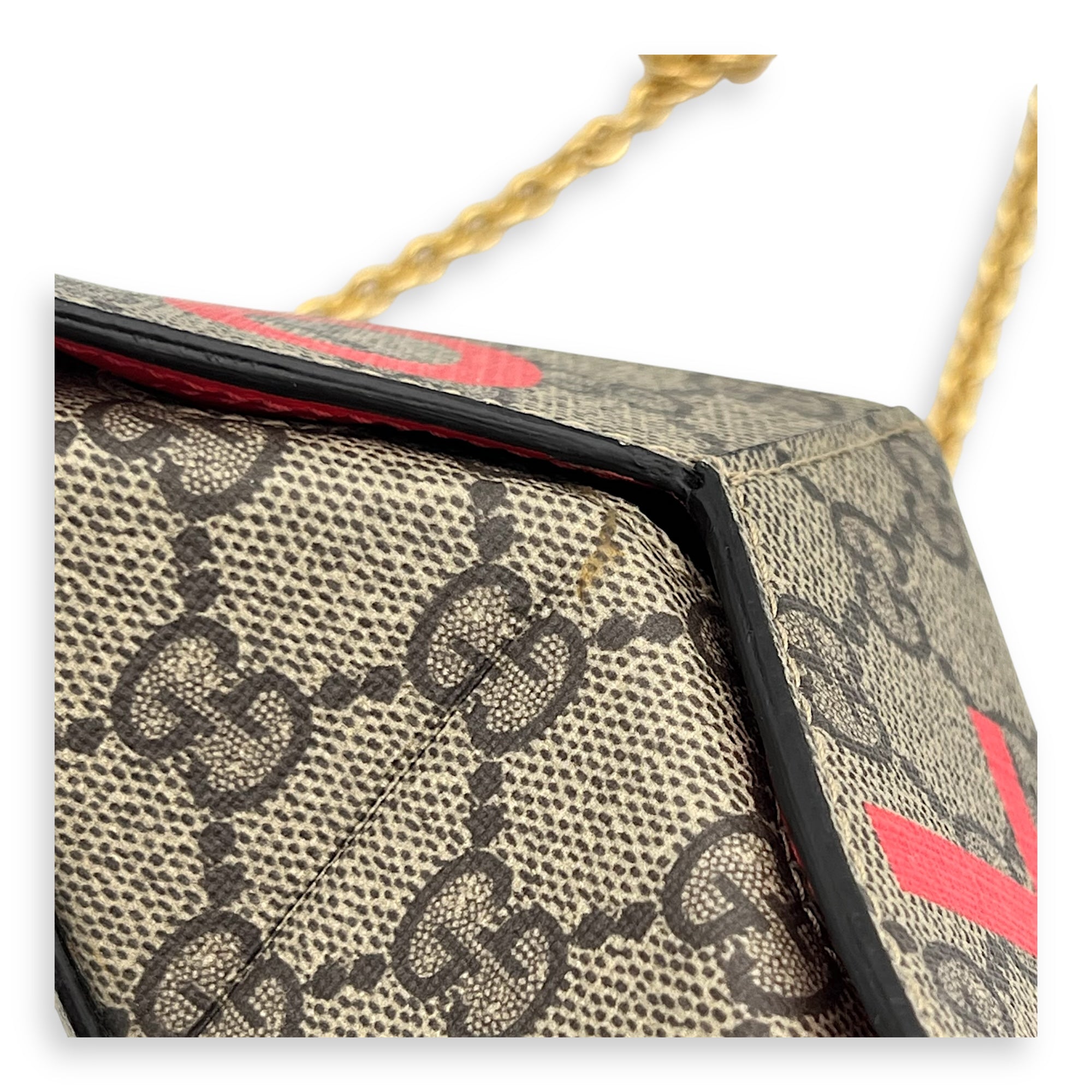 Supreme Heart Love Chain Shoulder Bag Beige in Coated Canvas, Gold hardware - Image 7