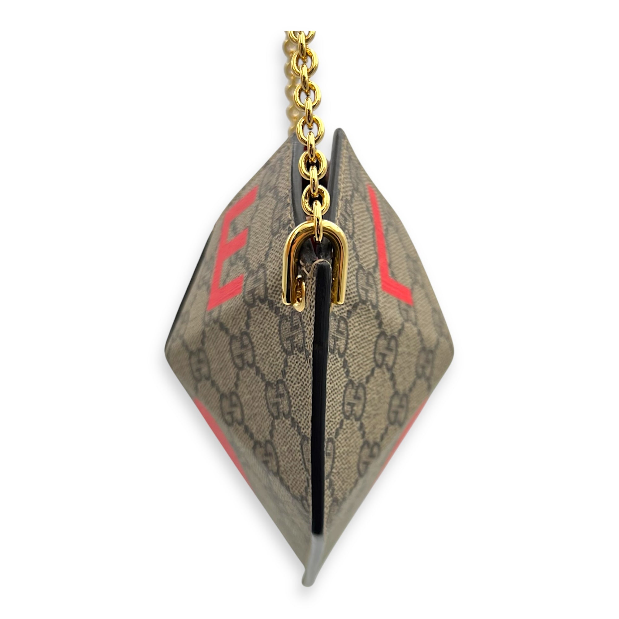 Supreme Heart Love Chain Shoulder Bag Beige in Coated Canvas, Gold hardware - Image 4