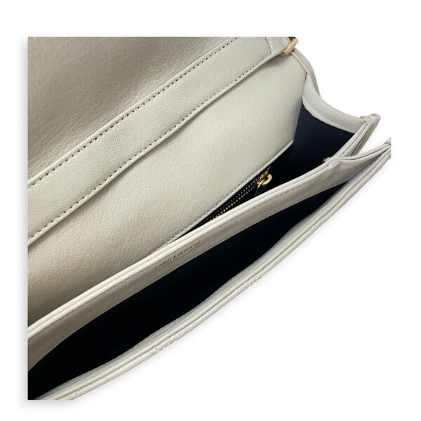 Becky Cream Shoulder Bag in Calfskin, Gold hardware - Image 11