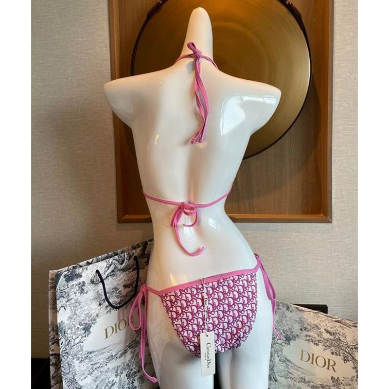 Christian Dior Bikini Women Oblique Motif Lycra Pink NewStyle 1265 - Image 3