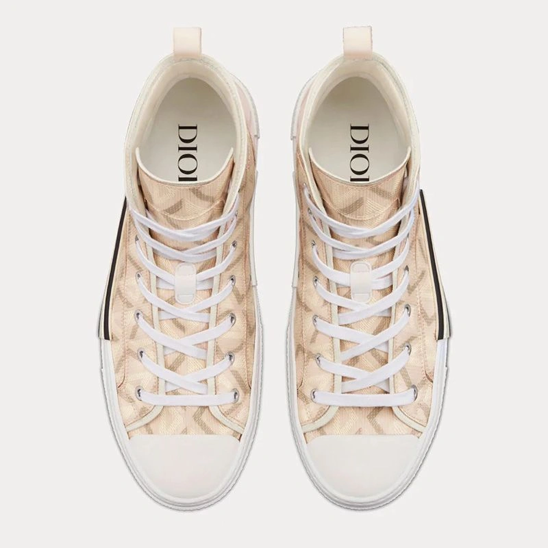Dior B23 High-Top Sneakers Unisex CD Diamond Motif Canvas Brown EasyMatch 9650 - Image 3
