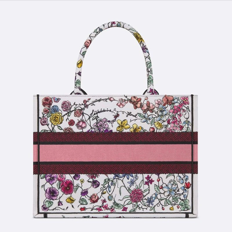 Dior Book Tote Florilegio Motif Canvas White Pink UrbanStyle 7455 - Image 3