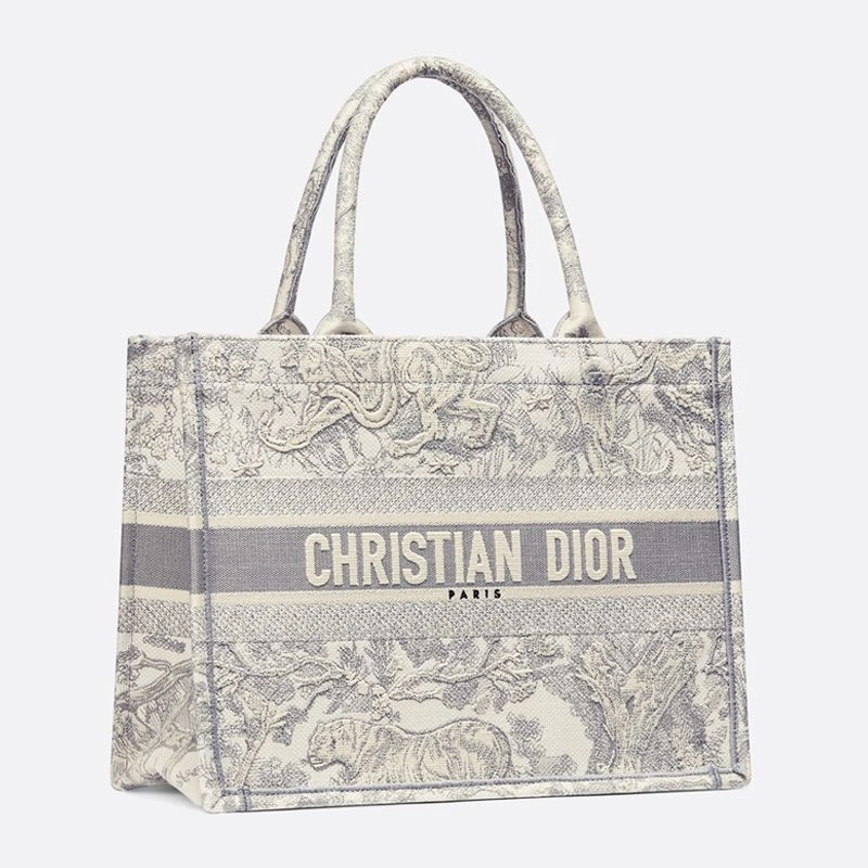 Dior Book Tote In Toile De Jouy Motif Canvas Grey Affordable 5071 - Image 3