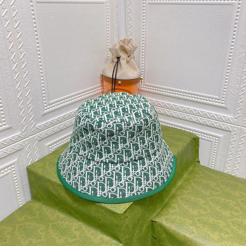Dior Bucket Hat Shawn Logo D-Oblique Motif Cotton Green AllSeason 5665 - Image 3