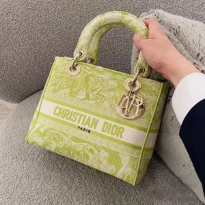 The bag m Dior Medium Lady D-Lite Bag Lime Toile de Jouy Reverse Embroidery