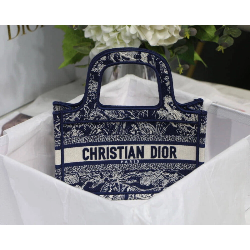 The Dior B Dior Mini Book Tote Blue Toile de Jouy Reverse Embroidery - Image 5
