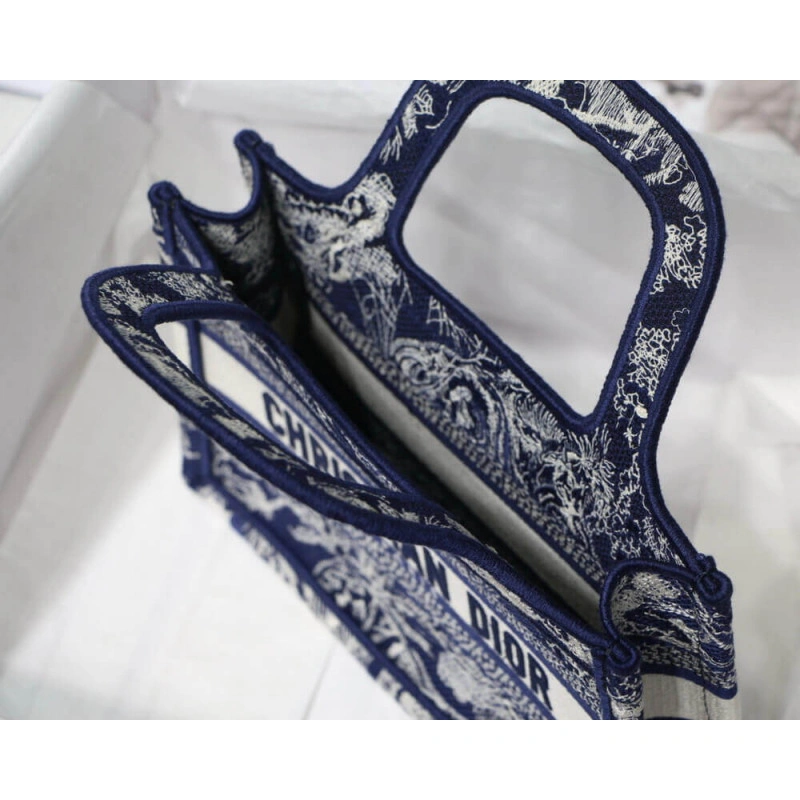 The Dior B Dior Mini Book Tote Blue Toile de Jouy Reverse Embroidery - Image 9