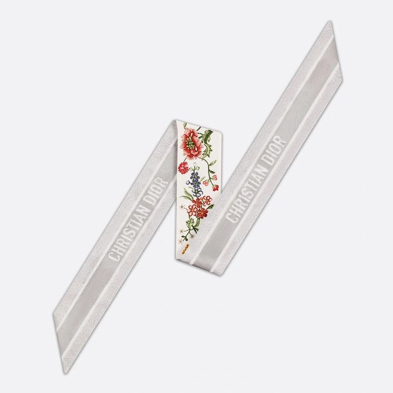 Dior Mitzah Twill Petites Fleurs Motif Silk White WellDesigned 2610 - Image 3