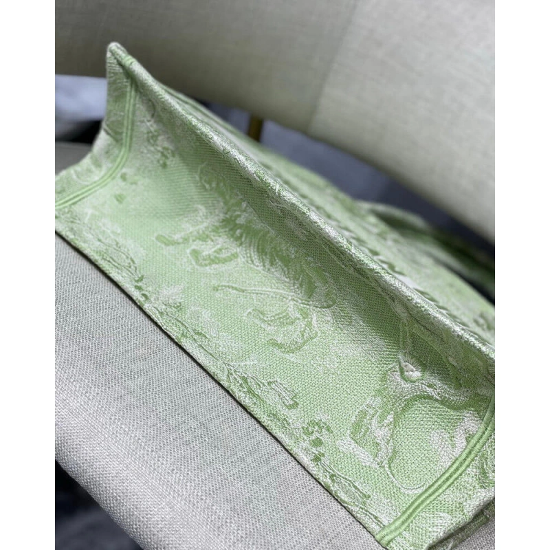 Introduced Dior Small Book Tote Lime Toile de Jouy Reverse Embroidery - Image 10