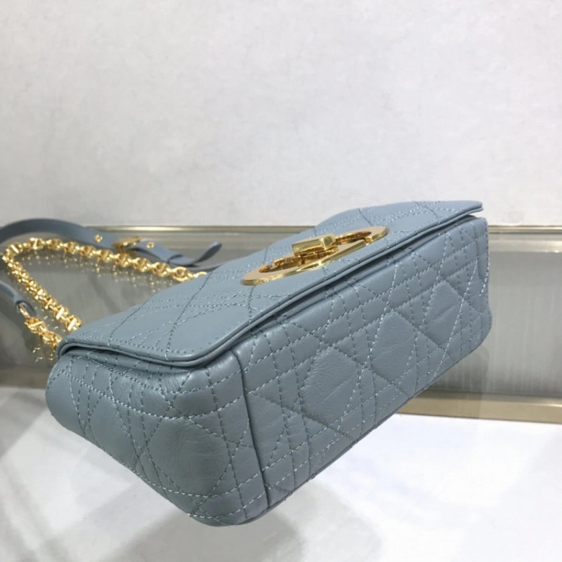 20 x 12 x Dior Small Caro Bag Cloud Blue Supple Cannage Calfskin - Image 10