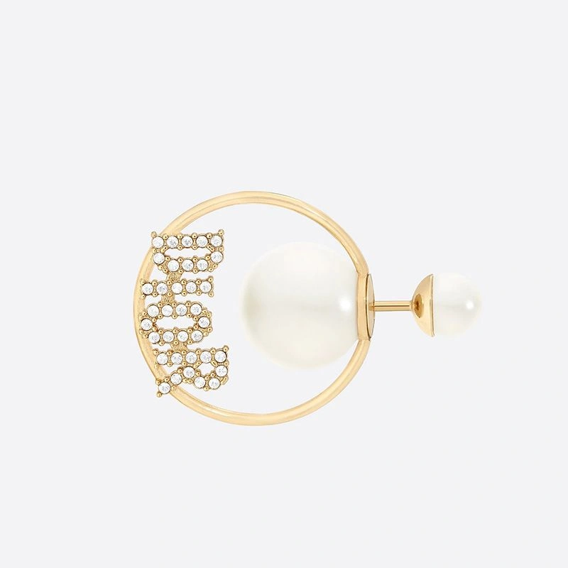 Dior Tribales Earrings Metal, White Resin Pearls and White Crystals Gold Affordable 4746 - Image 3