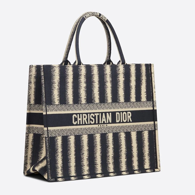 HighQuality 6660 Dior Book Tote D-Stripes Motif Canvas Blue - Image 3