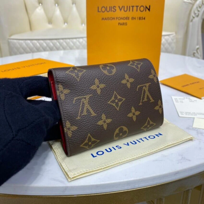 Monogram Louis Vuitton Flower Compact Wallet Red - Image 4