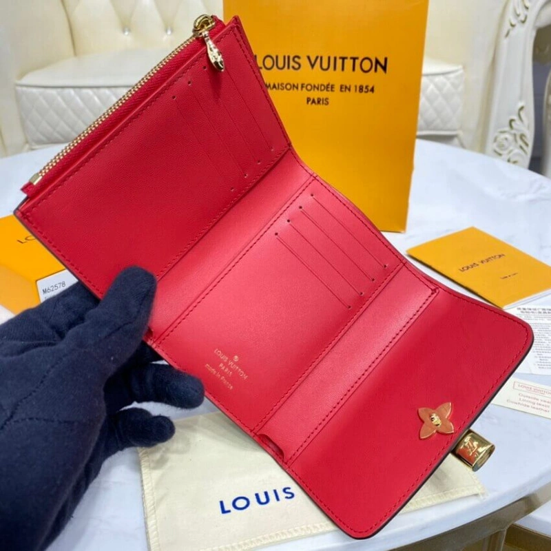 Monogram Louis Vuitton Flower Compact Wallet Red - Image 8