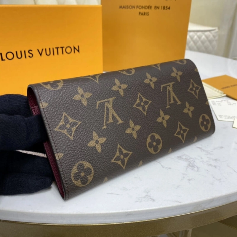 4 credit Louis Vuitton Monogram Canvas Emilie Wallet Fuchsia - Image 4