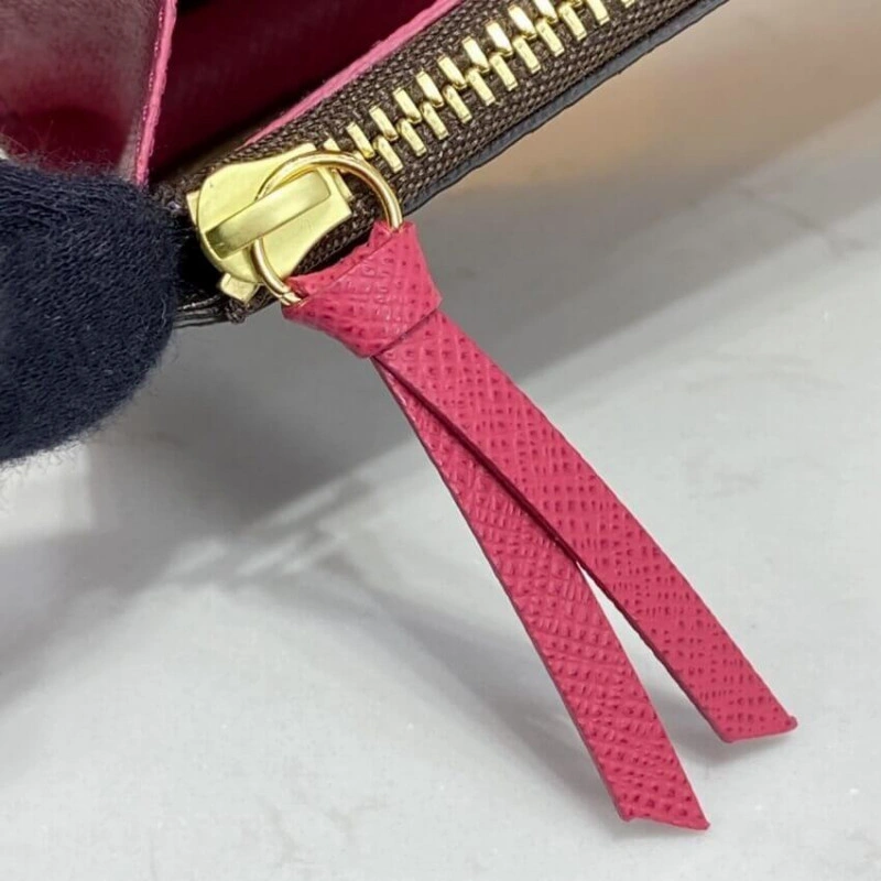 Shiny gol Louis Vuitton Monogram Canvas Emilie Wallet Rose Red - Image 9