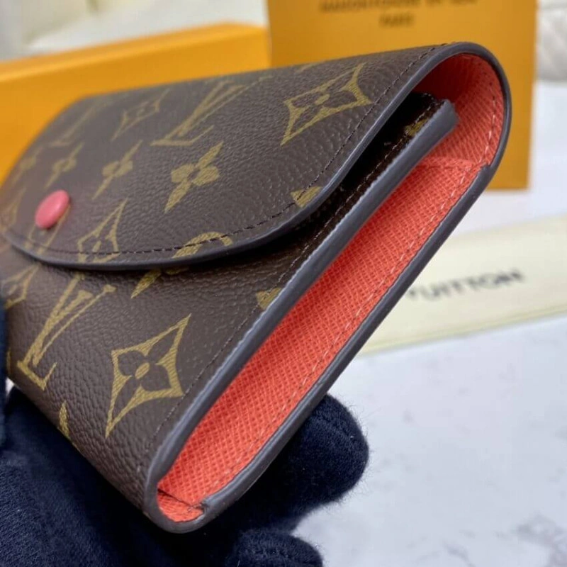 1 zipped Louis Vuitton Monogram Canvas Emilie Wallet Watermelon Red - Image 4