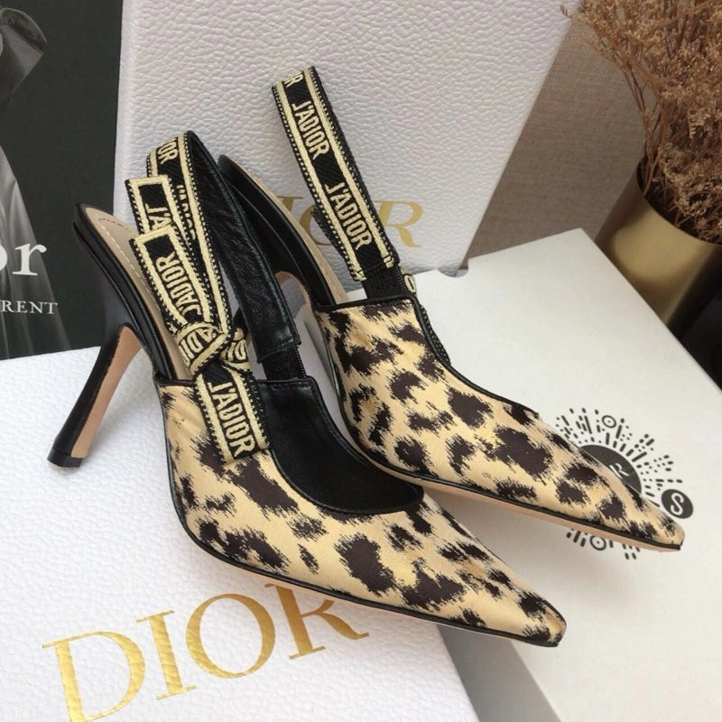 Trendy 9648 J'Adior Slingback Pumps Women Mizza Motif Canvas Beige - Image 3