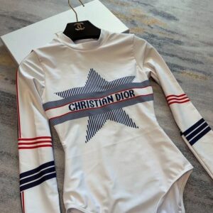 Christian Dior Bodysuit Women DiorAlps Motif Lycra White