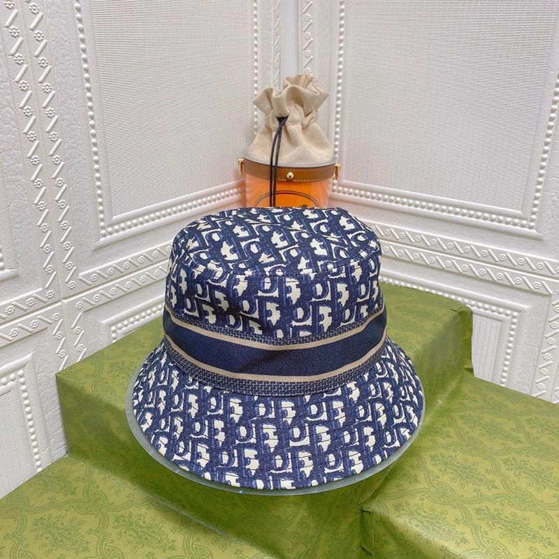 Dior D-Oblique Small Brim Bucket Hat Canvas Navy Blue - Image 3