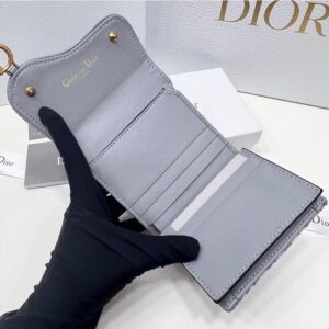 Dior Saddle Three-Fold Card Holder Oblique Motif Canvas Blue