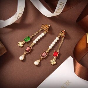 Dior Tribales Earrings Metal, White Resin Pearls And Glass Crystals Gold