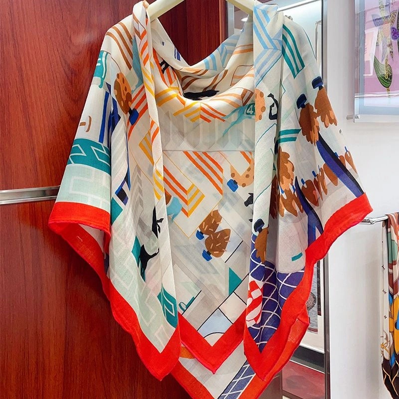 Hermes Horse Club Detail Shawl 140 In Red - Image 3