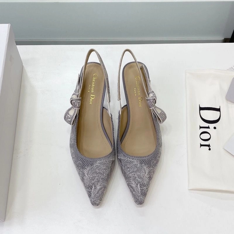 J'Adior Slingback Pumps Women Toile de Jouy Motif Canvas Grey - Image 5